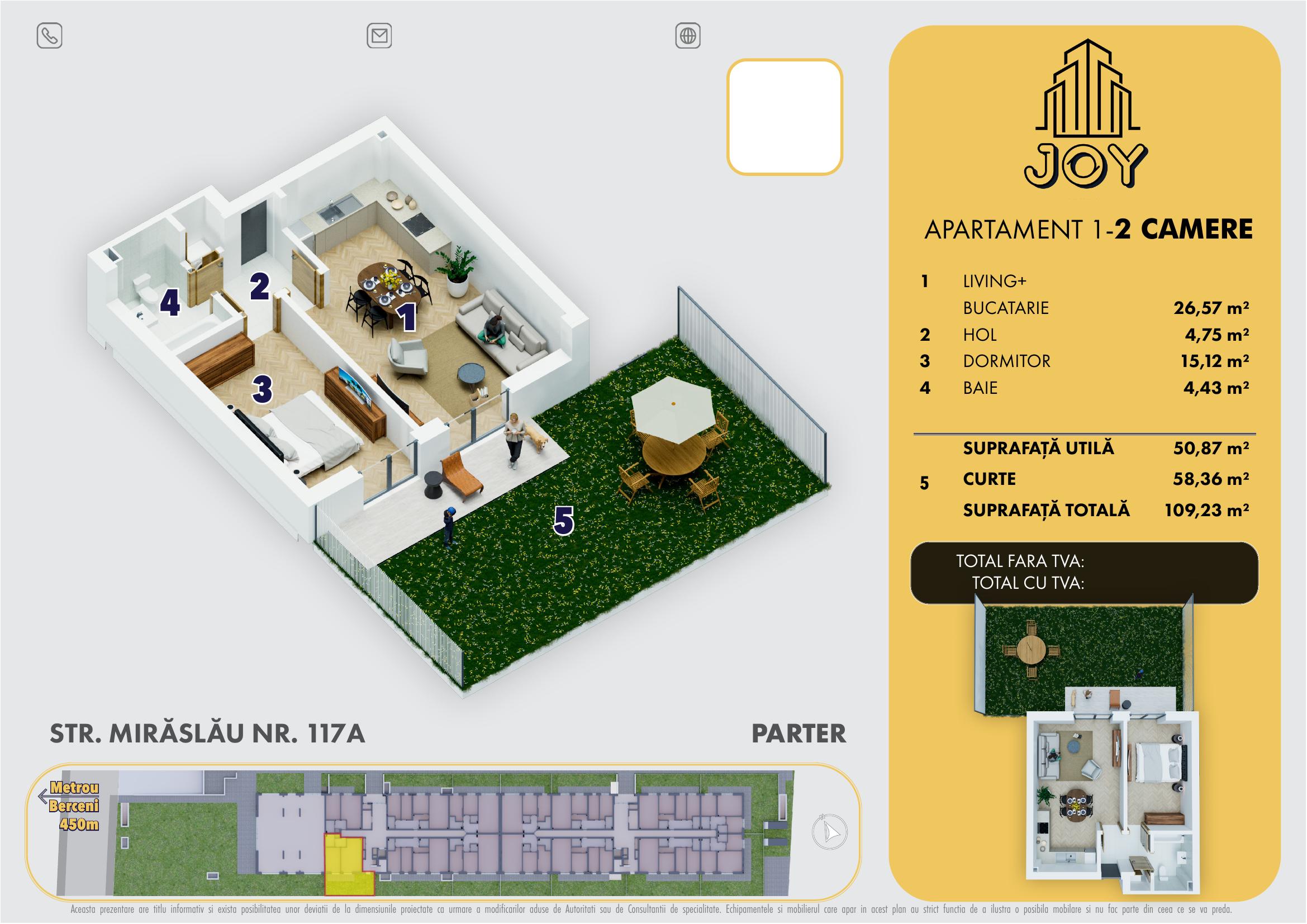 APARTAMENT 1 - 2 CAMERE CU CURTE