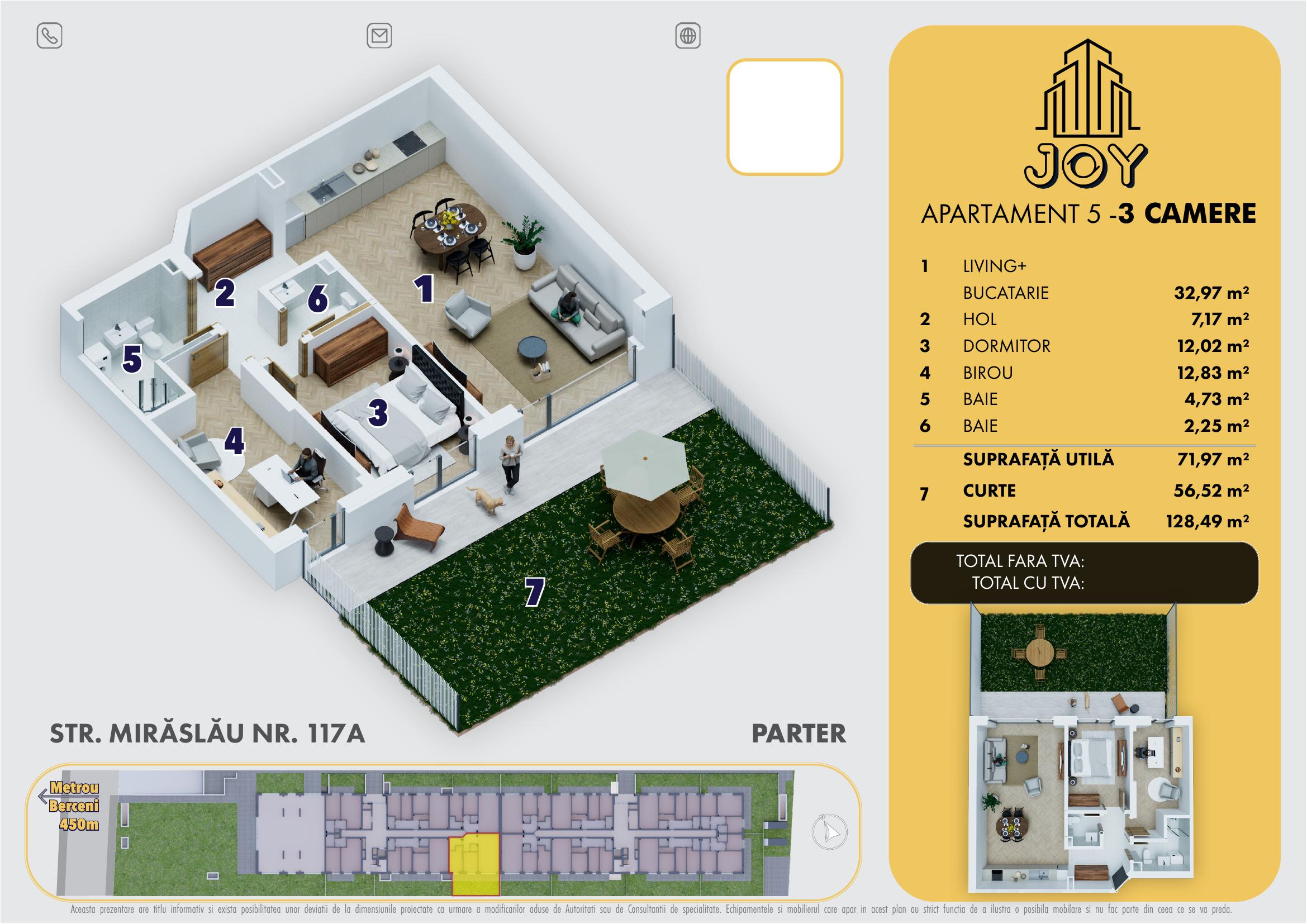 APARTAMENT 5 - 3 CAMERE CU CURTE