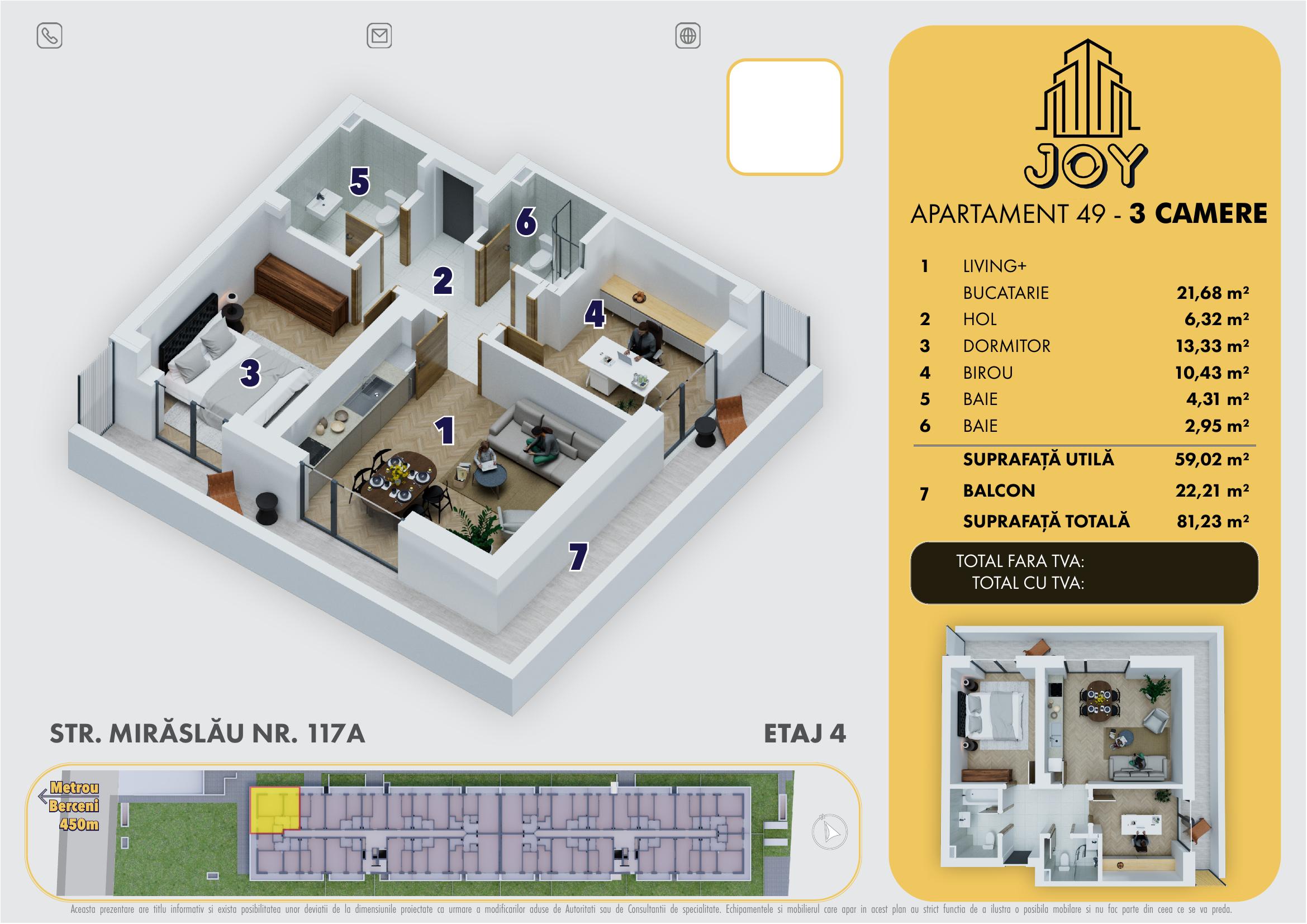 APARTAMENT 49 - 3 CAMERE