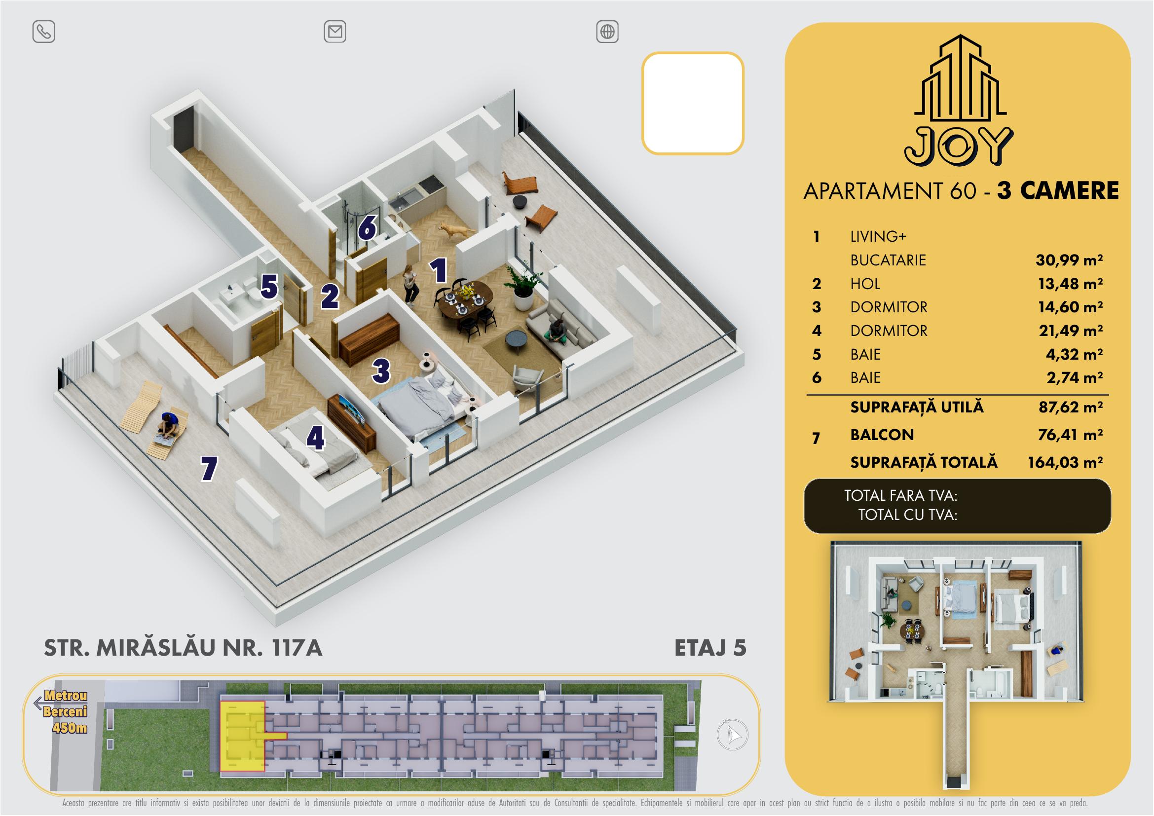 APARTAMENT 60 - 3 CAMERE