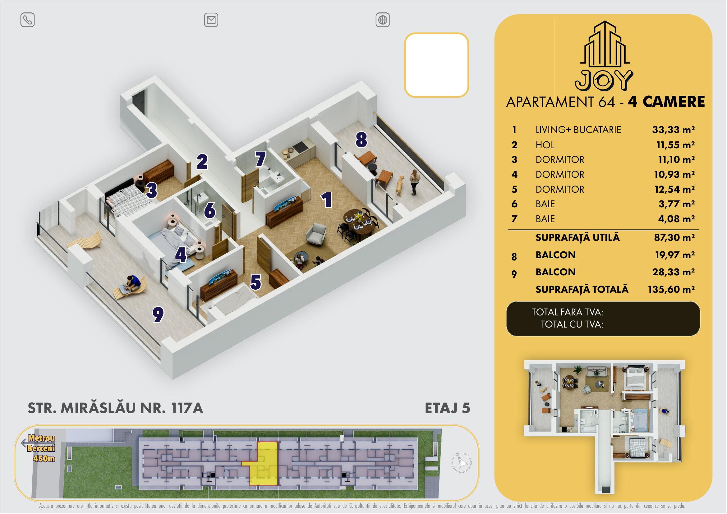 APARTAMENT 64 - 4 CAMERE