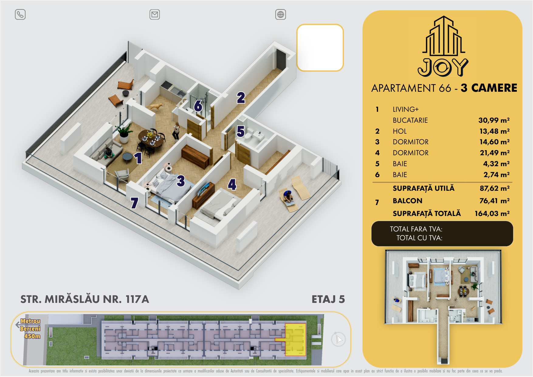 APARTAMENT 66 - 3 CAMERE