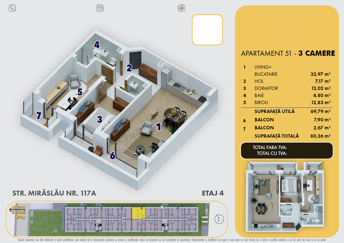 APARTAMENT 51 - 3 CAMERE